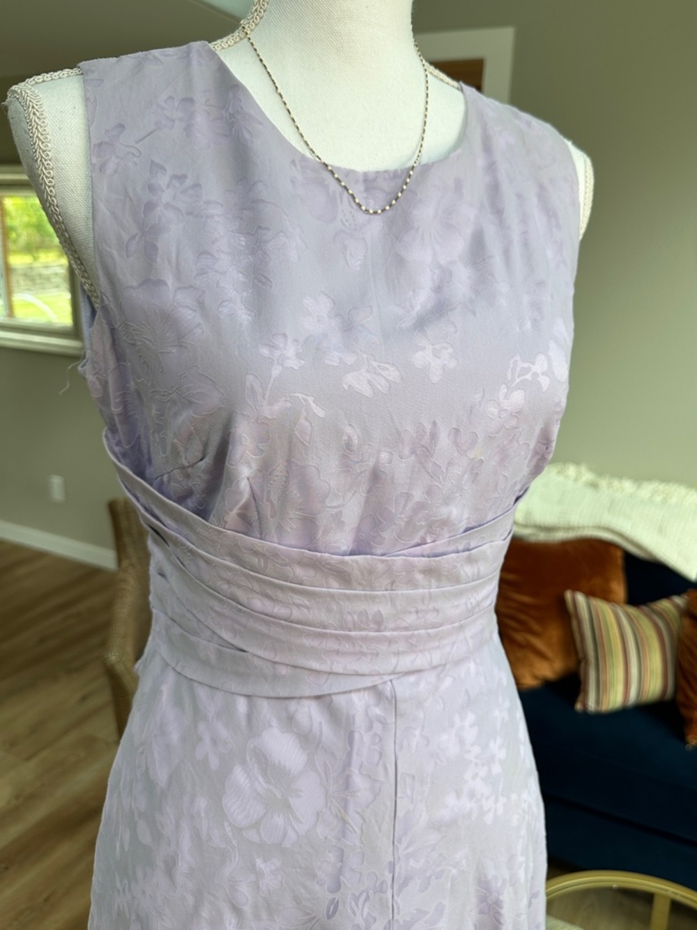 Coldwater Creek Sleeveless Lavender Floral A-Line tea midi Dress - Picture 3 of 8